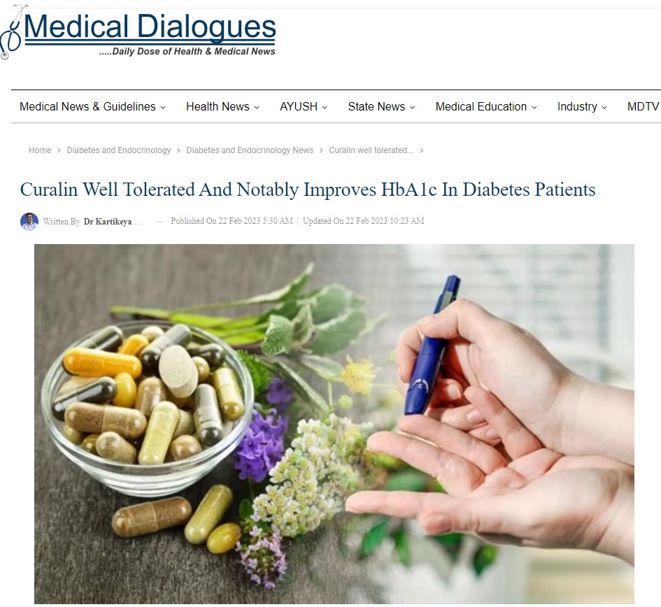 Curalin Randomized, Double-blind, Placebo Controlled Clinical Trial published in Diabetes Metabolism Research and Reviews