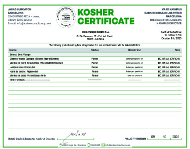KOSHER CERTIFICATE