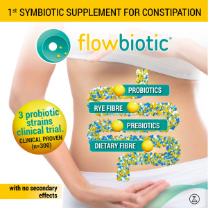 flowbiotic®: 1st SYMBIOTIC SUPPLEMENT FOR CONSTIPATION WITH NO SECONDARY EFFECTS.