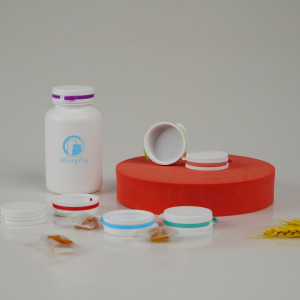 Empty Vitamin Food Grade Material Round Blue Capsule Plastic Bottle With Flip Seal Pill Lids for Medicine Pill