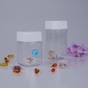 450CC Square Bottle With Screw Caps Plastic Dietary Nutrition Supplement Containers Health Candy Calcium Supplement Gummies