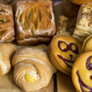 baked-goods-variety-wooden-table-48503612